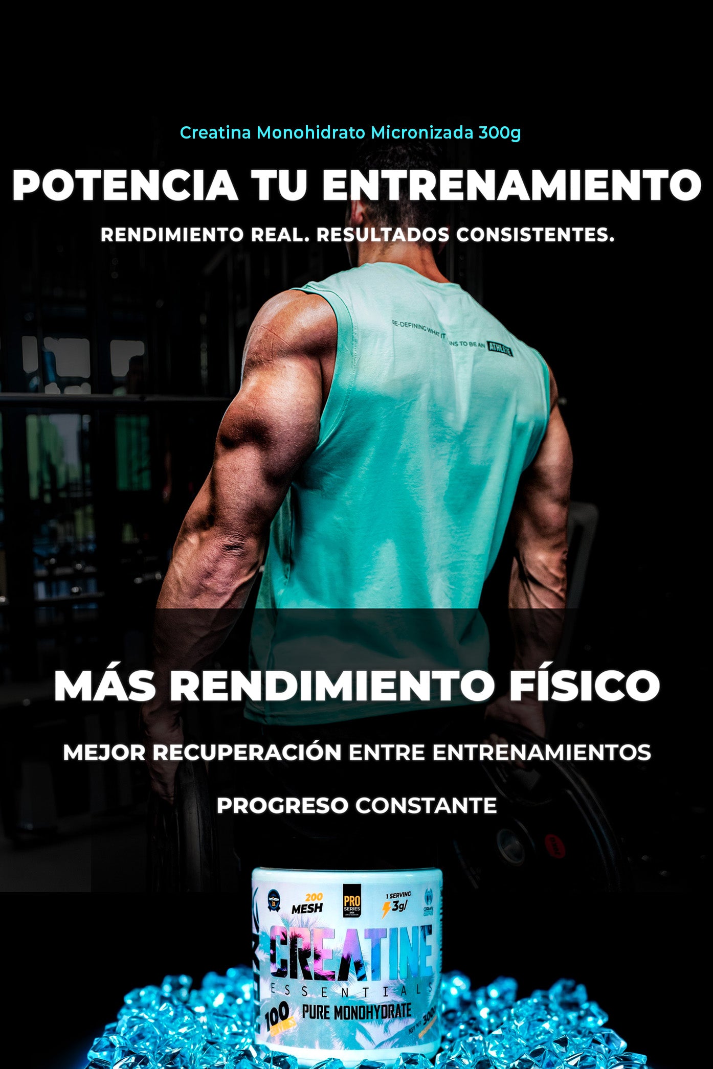 Creatina PREMIUM 100% Monohidrato de máxima pureza y calidad.