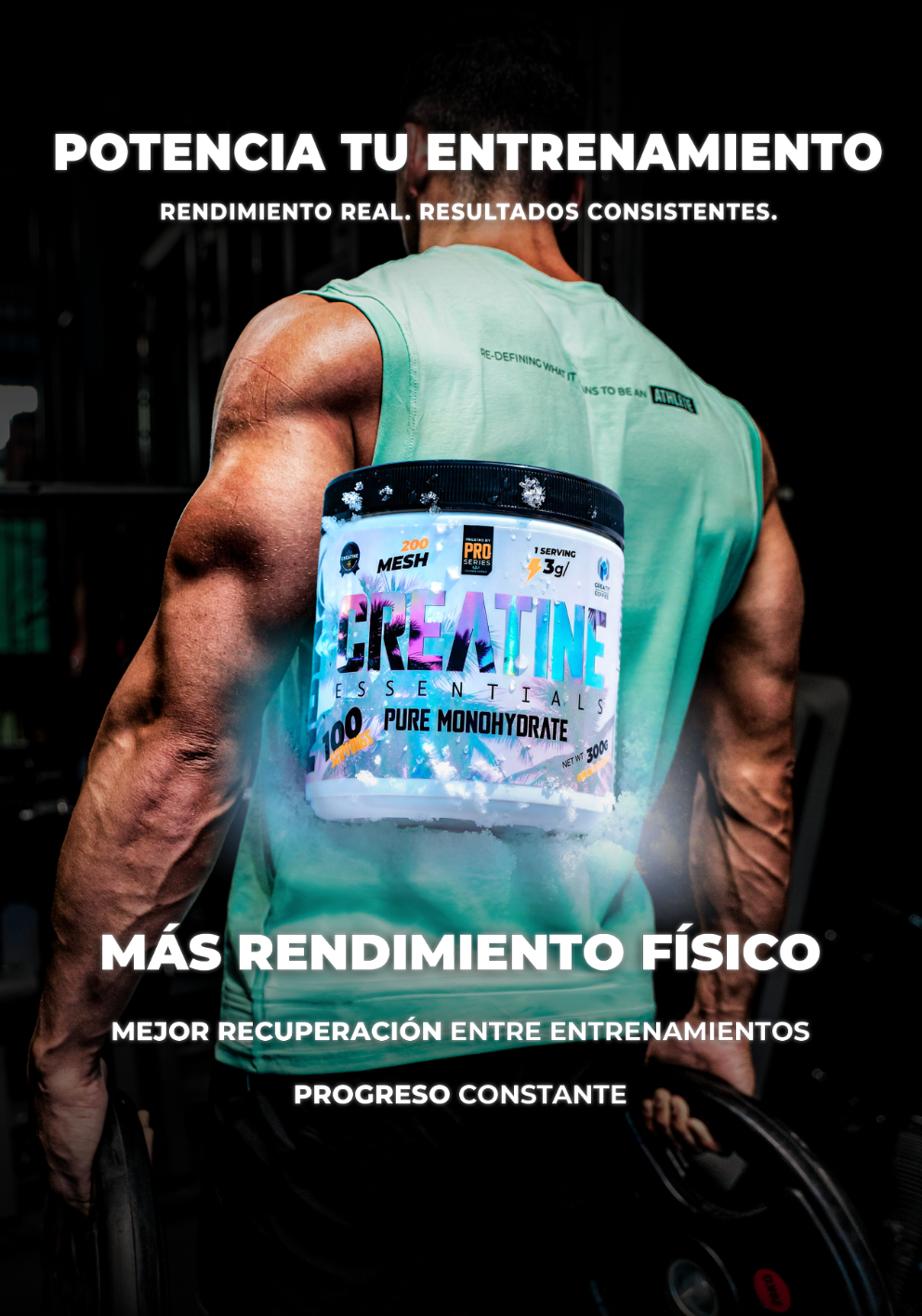 Creatina PREMIUM Monohidrato de máxima pureza y calidad, sabor Lemon Paradise.