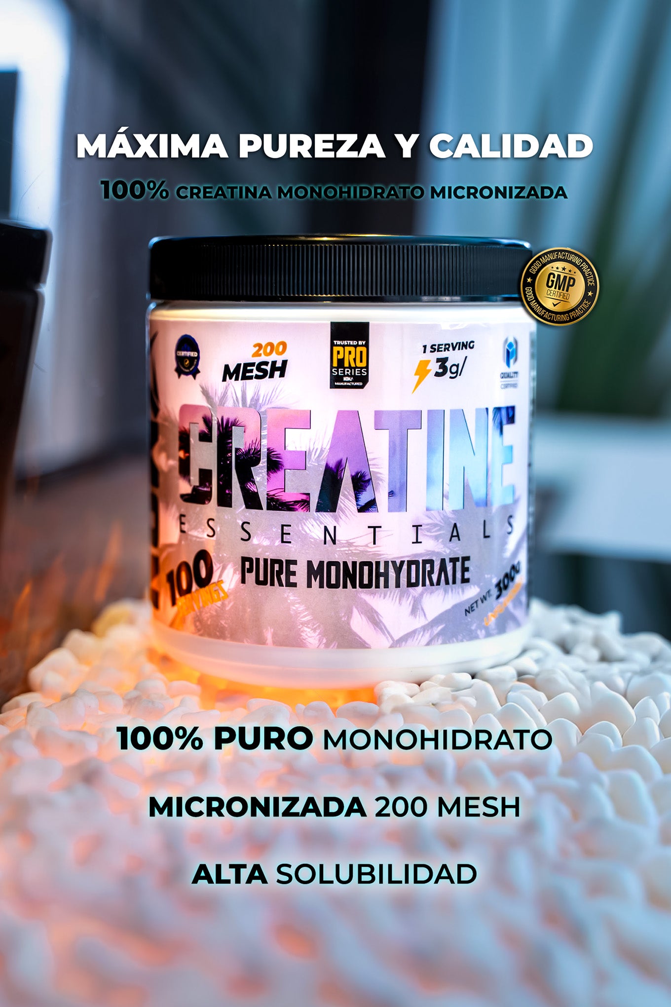 Creatina 100% Monohidrato de máxima pureza y calidad.