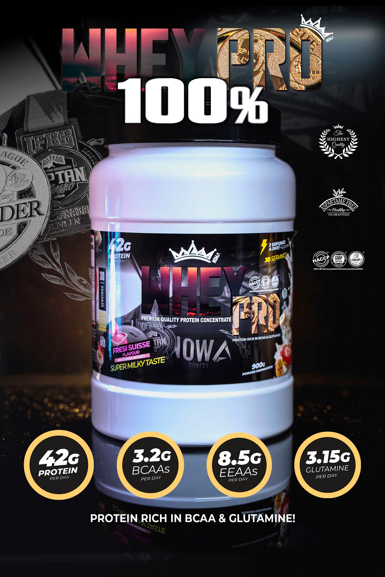 100% Pure Whey Protein with BCAAs, Glutamine, Lactose-Free, Gluten-Free, Low in Sugar - Cookie