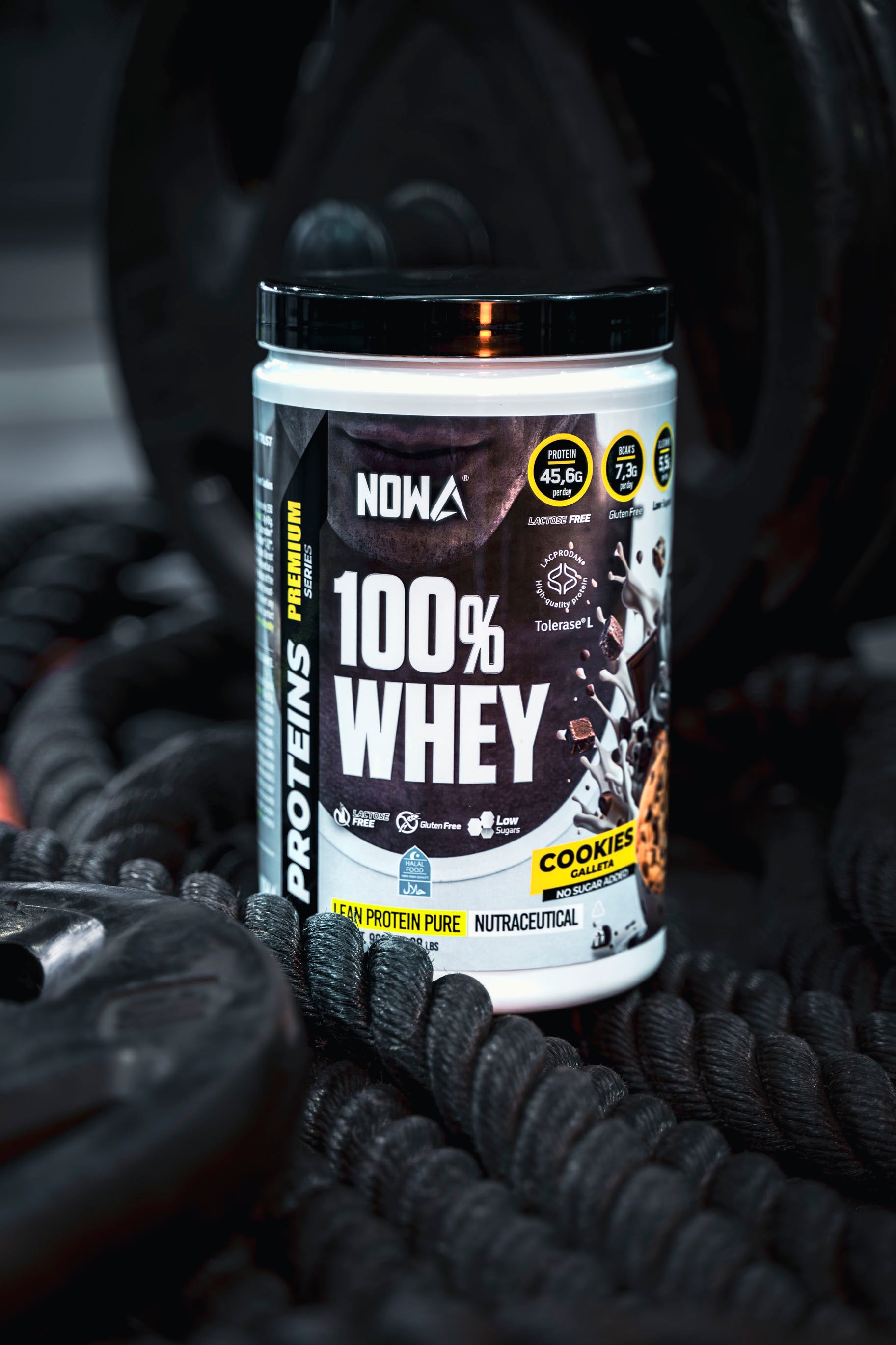100% Pure Whey Protein with BCAAs, Glutamine, Lactose-Free, Gluten-Free, Low in Sugar - Cookie