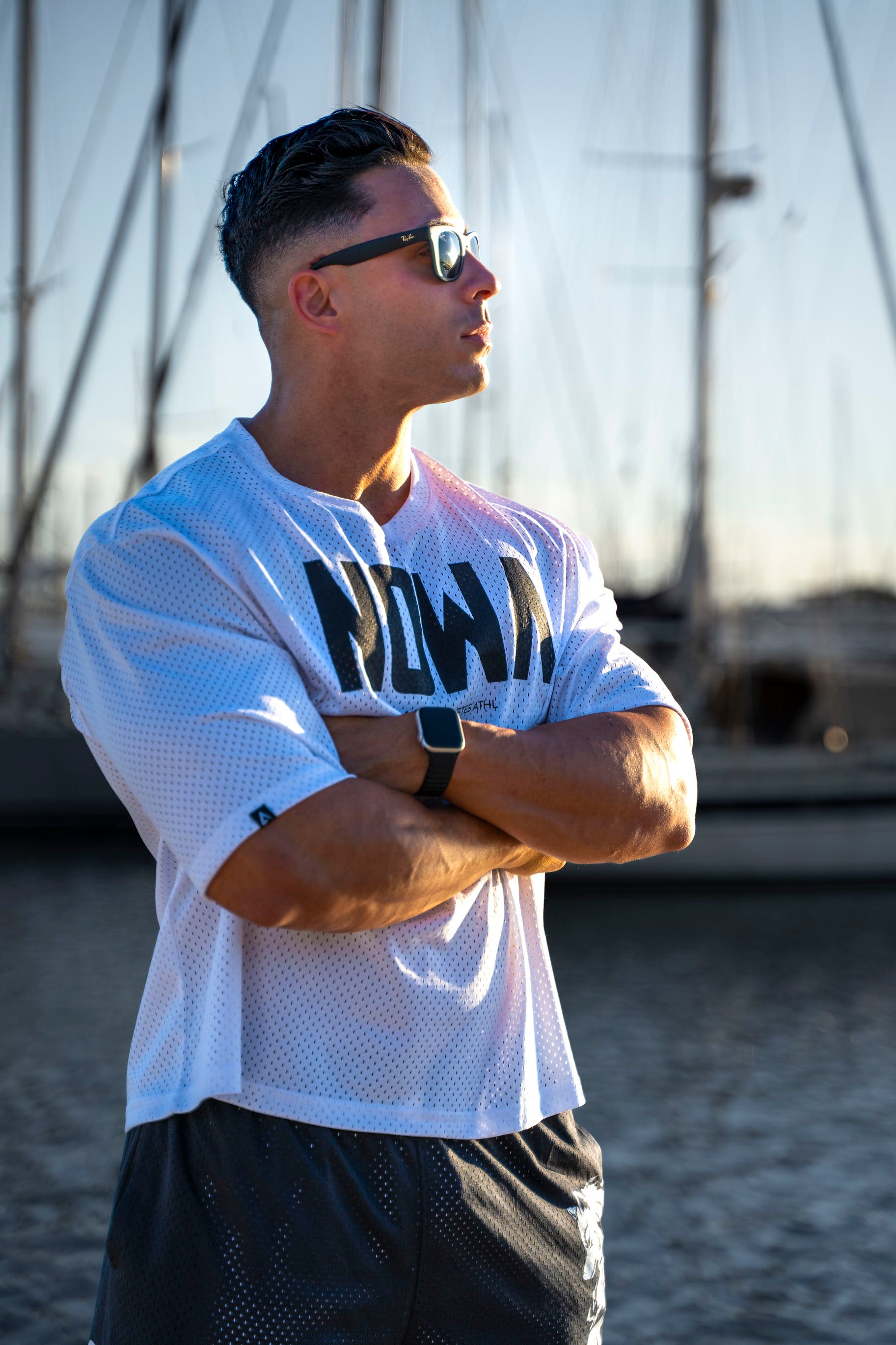 American Football Cropped Tee - Ice White