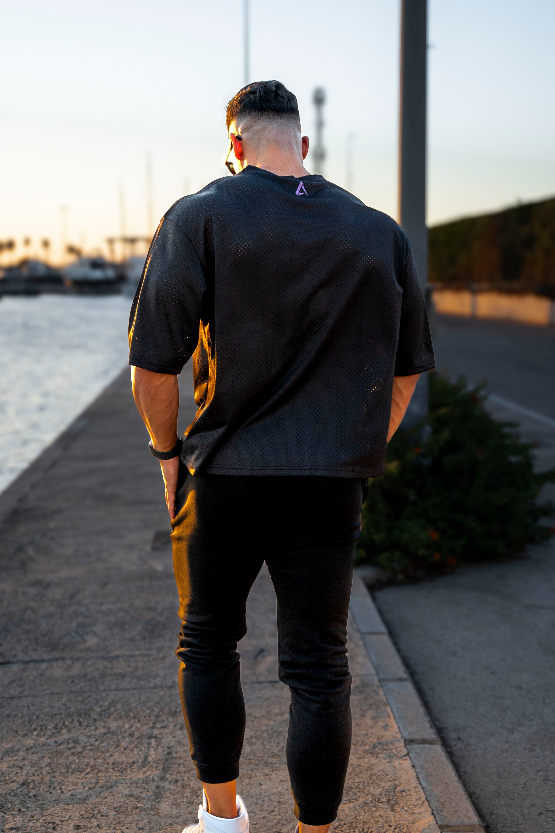 American Football Cropped Tee - Iridian Black