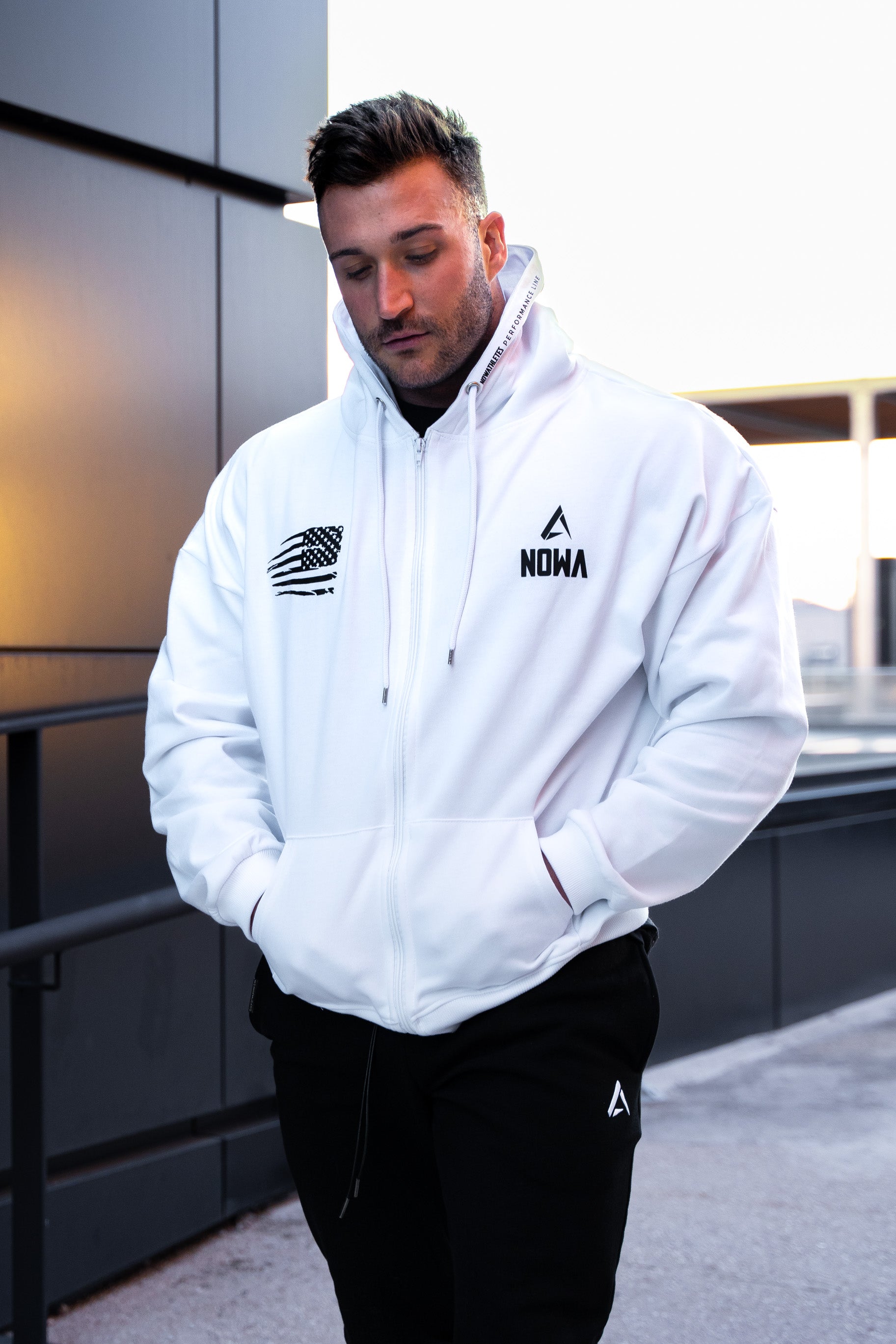 Performance Oversized Sweatshirt - White Navy