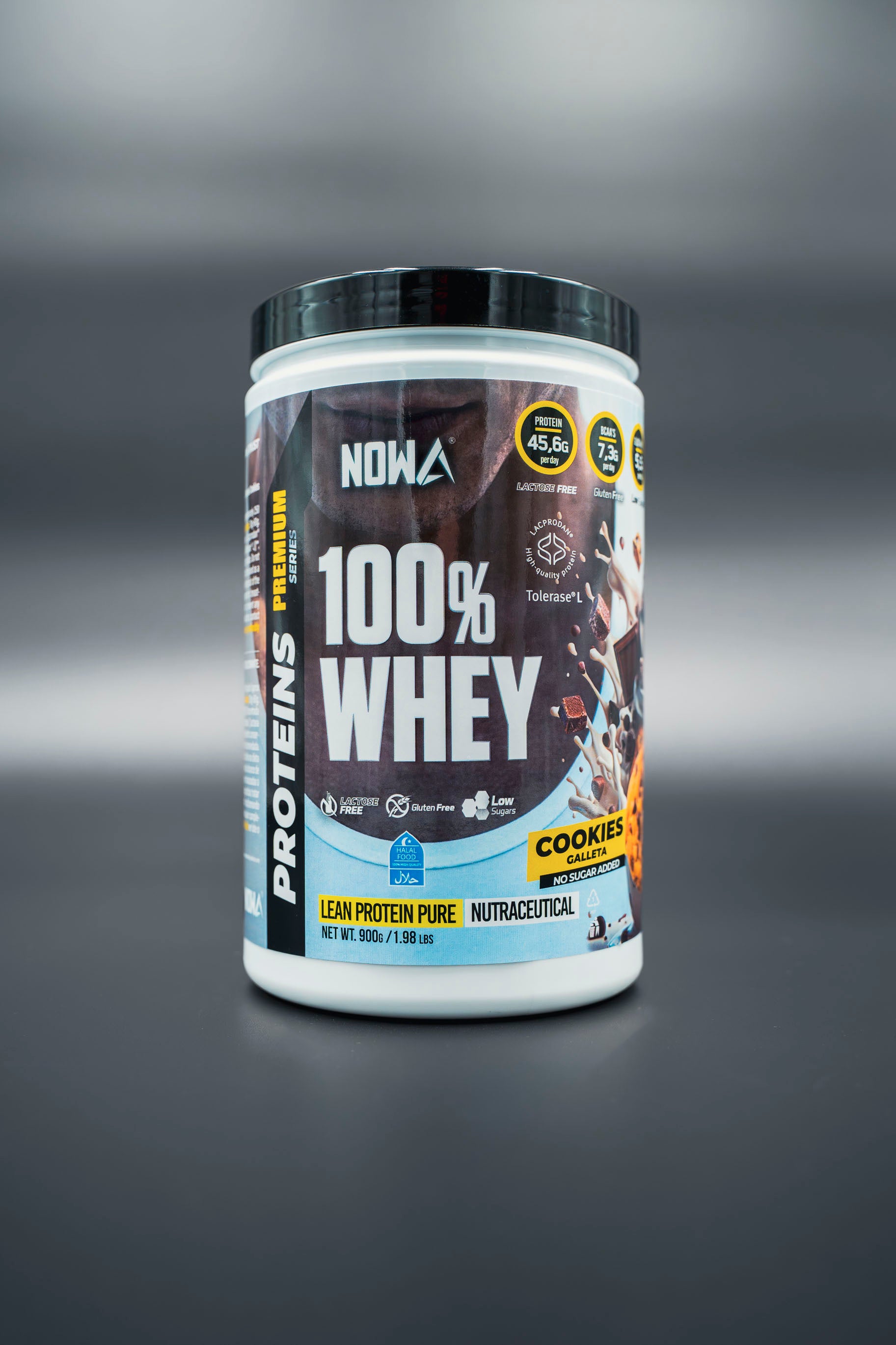 100% Pure Whey Protein with BCAAs, Glutamine, Lactose-Free, Gluten-Free, Low in Sugar - Cookie