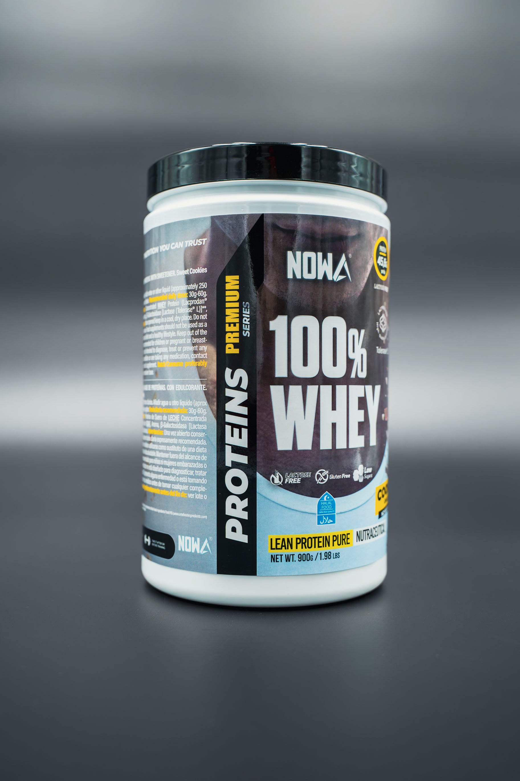 100% Pure Whey Protein with BCAAs, Glutamine, Lactose-Free, Gluten-Free, Low in Sugar - Cookie