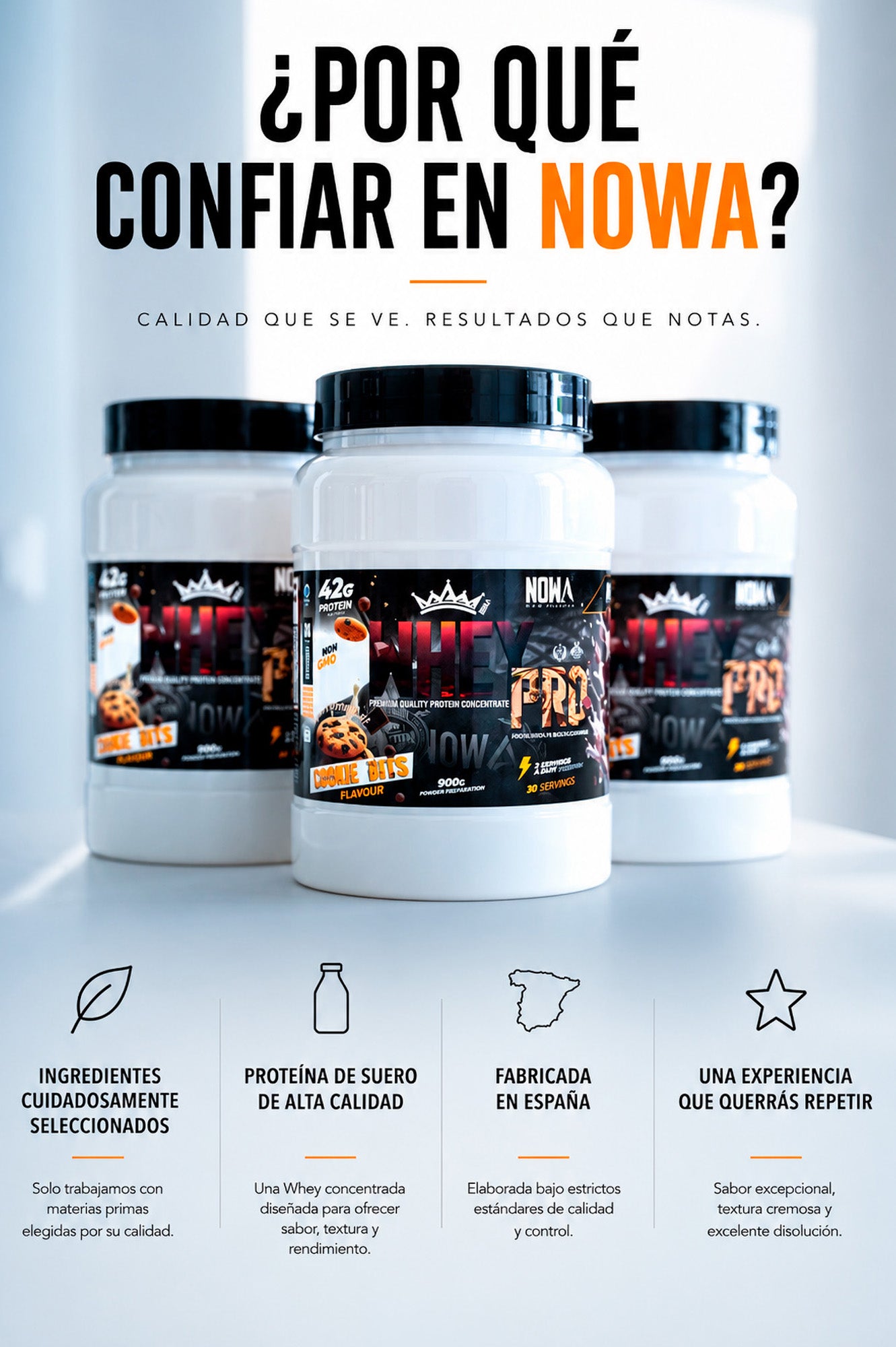 Proteina WHEY 100% PRO KING con BCAAs & Glutamina - Galleta con Chips de chocolate