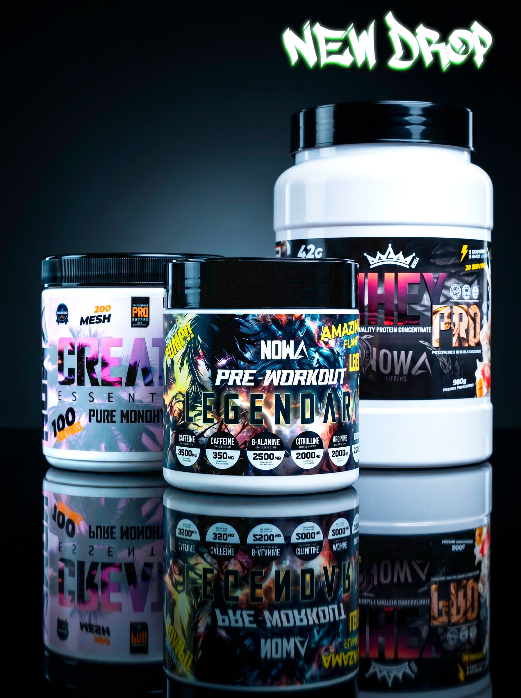 PACK PACK MUSCLE GAIN - Proteína 100% WHEY + Creatina + Pre Entreno
