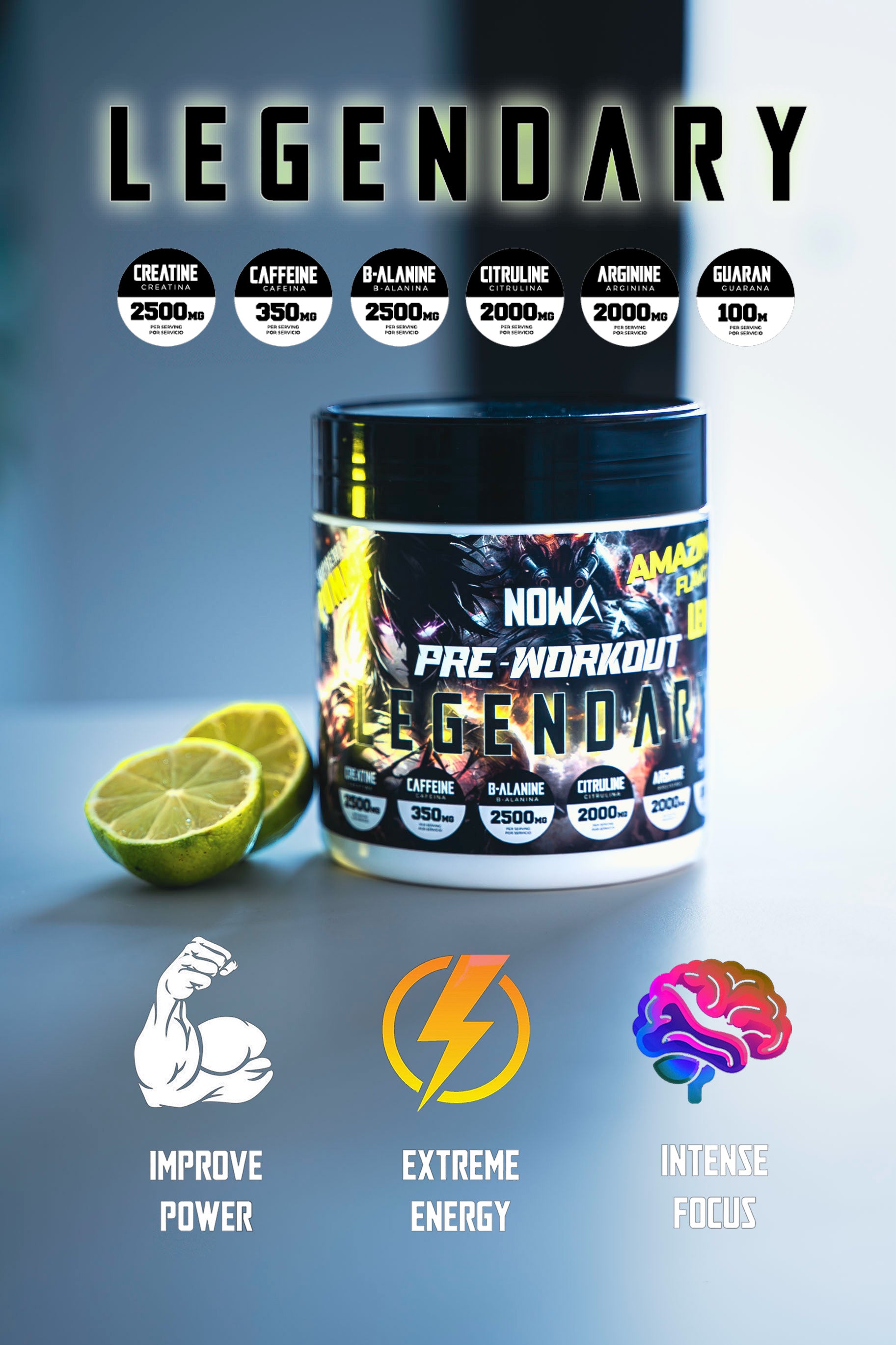 Pre Entreno LEGENDARY Lima Limón - 300g
