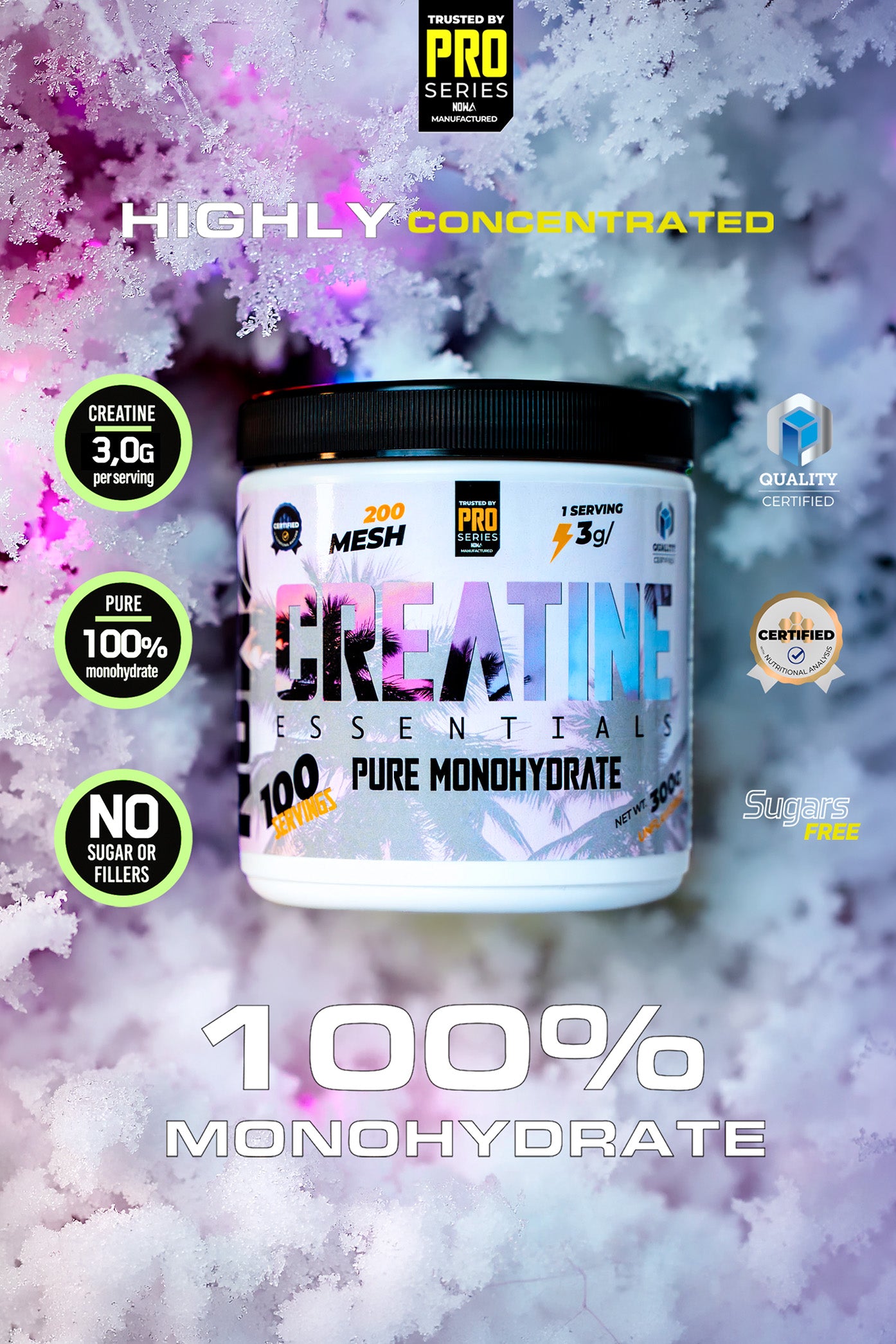 Creatina ESSENTIAL 100% Monohidrato Máxima pureza y calidad