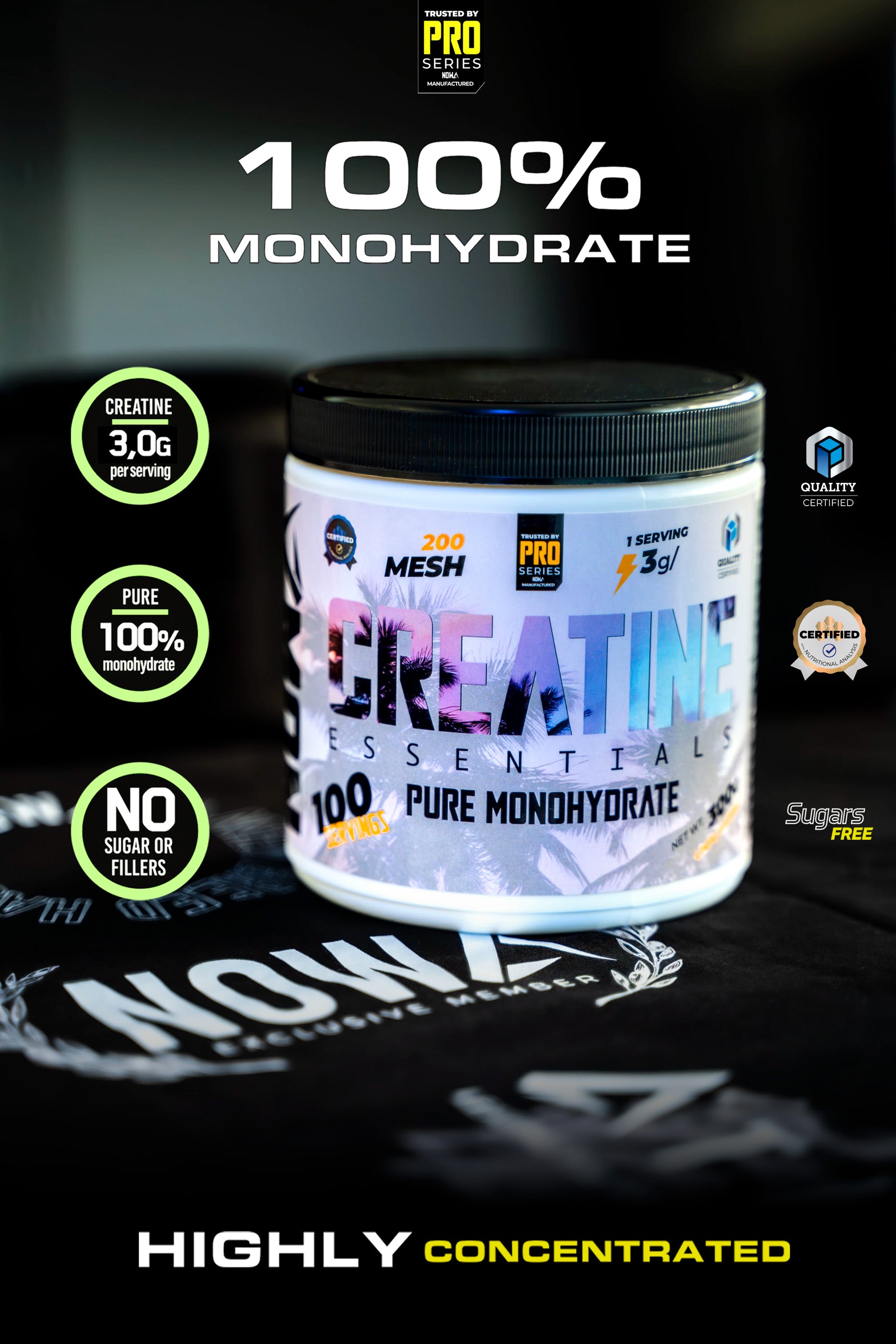 Creatina ESSENTIAL 100% Monohidrato Máxima pureza y calidad