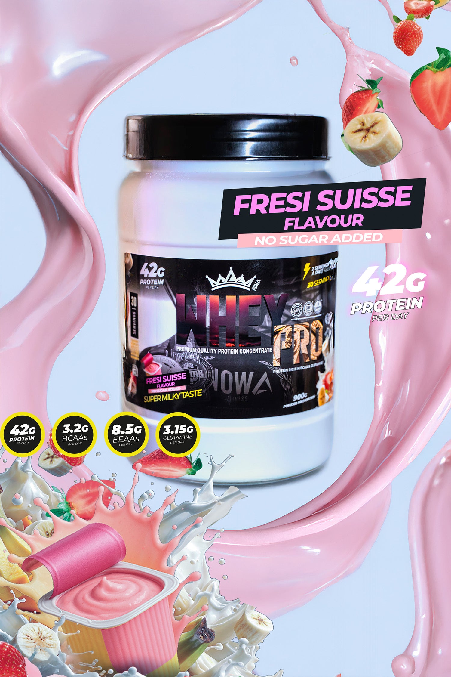 100% Pure Whey Protein with BCAAs, Glutamine, Lactose-Free, Gluten-Free, Low in Sugar - Cookie