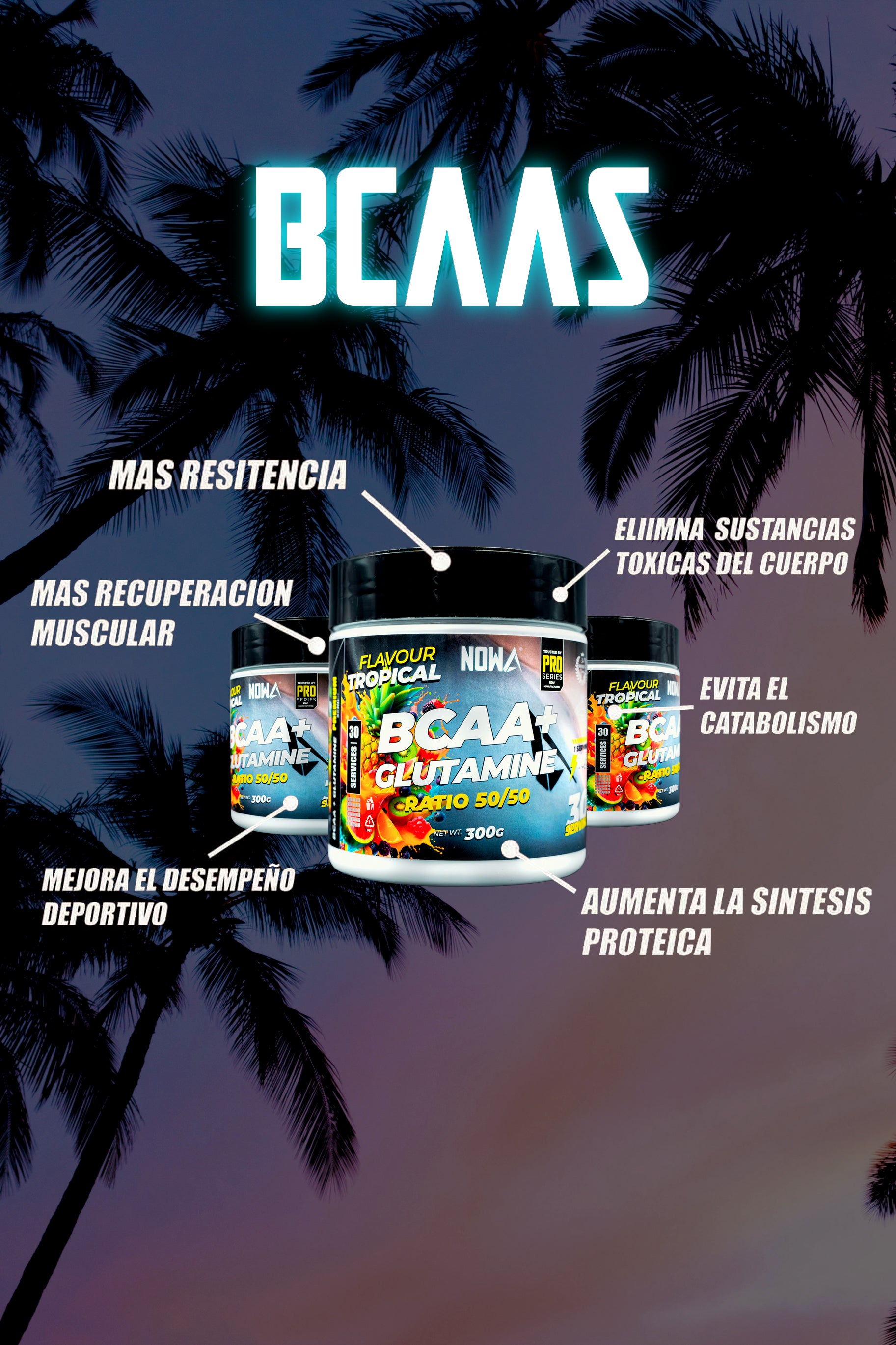 Aminoácidos BCAAs + Glutamina - Tropical