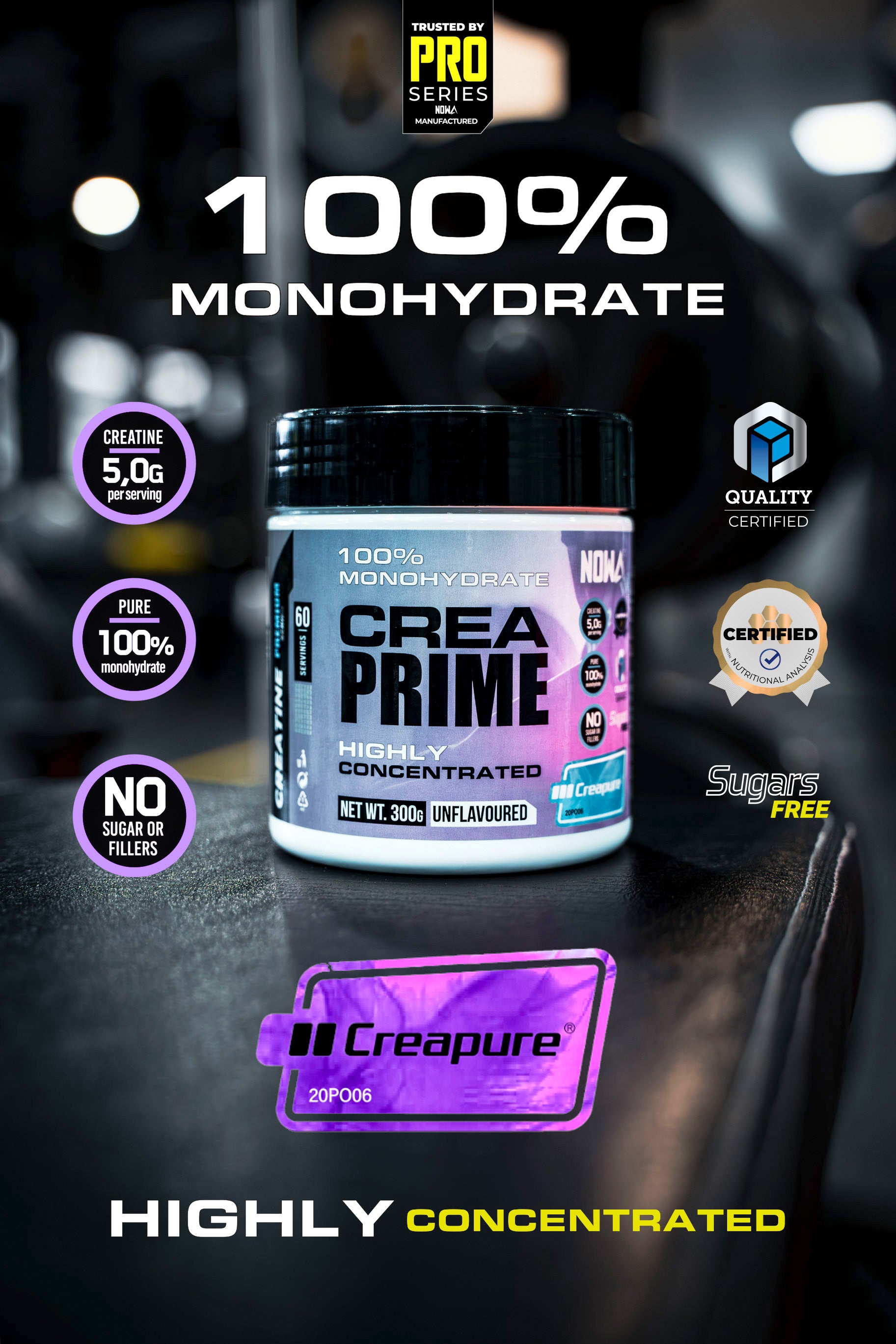 Creatine CREAPURE®️ Prime Monohydrate of Maximum purity and quality. 300g - Unflavoured