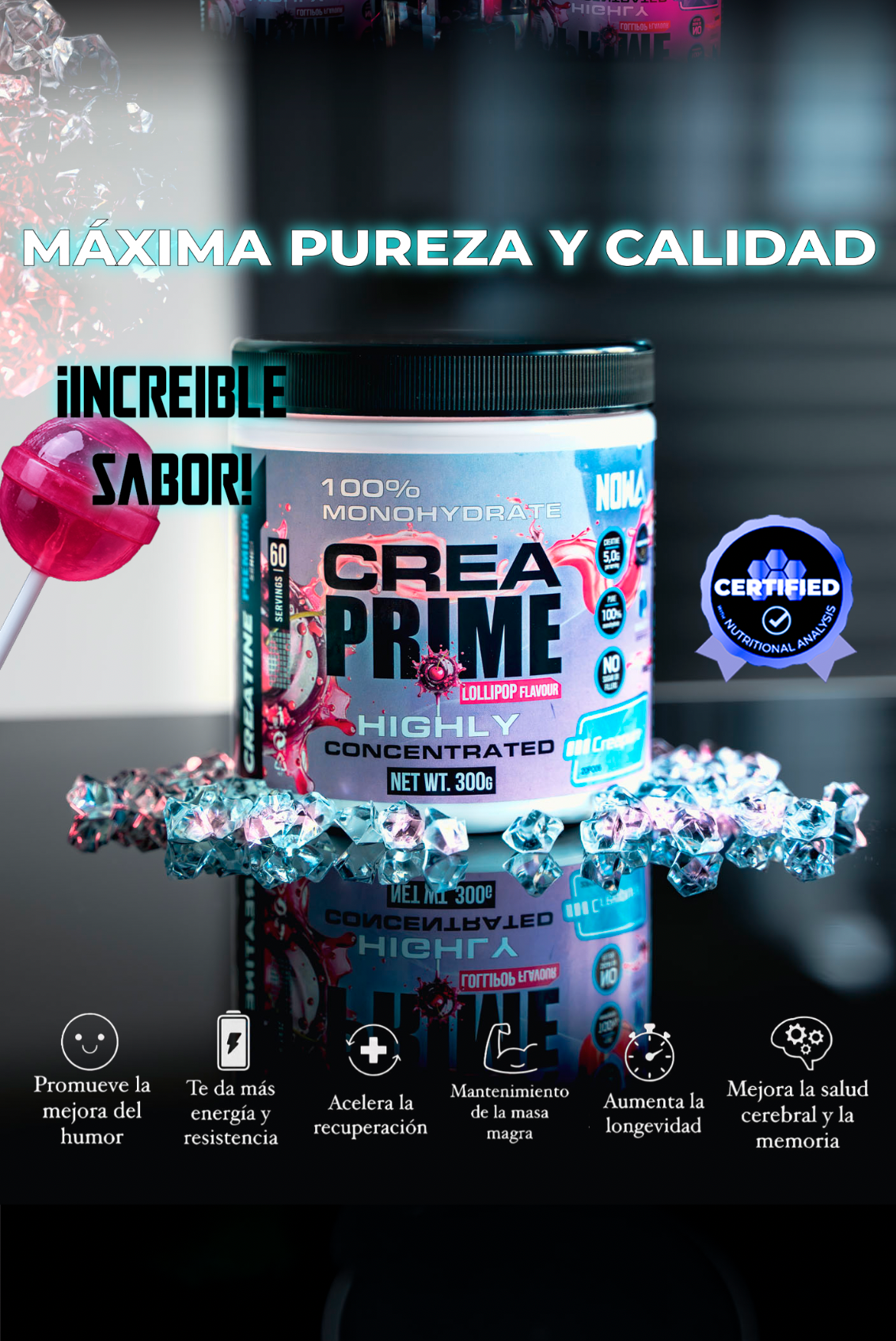 Creatine CREAPURE®️ Monohidrato Máxima pureza y calidad - Piruleta