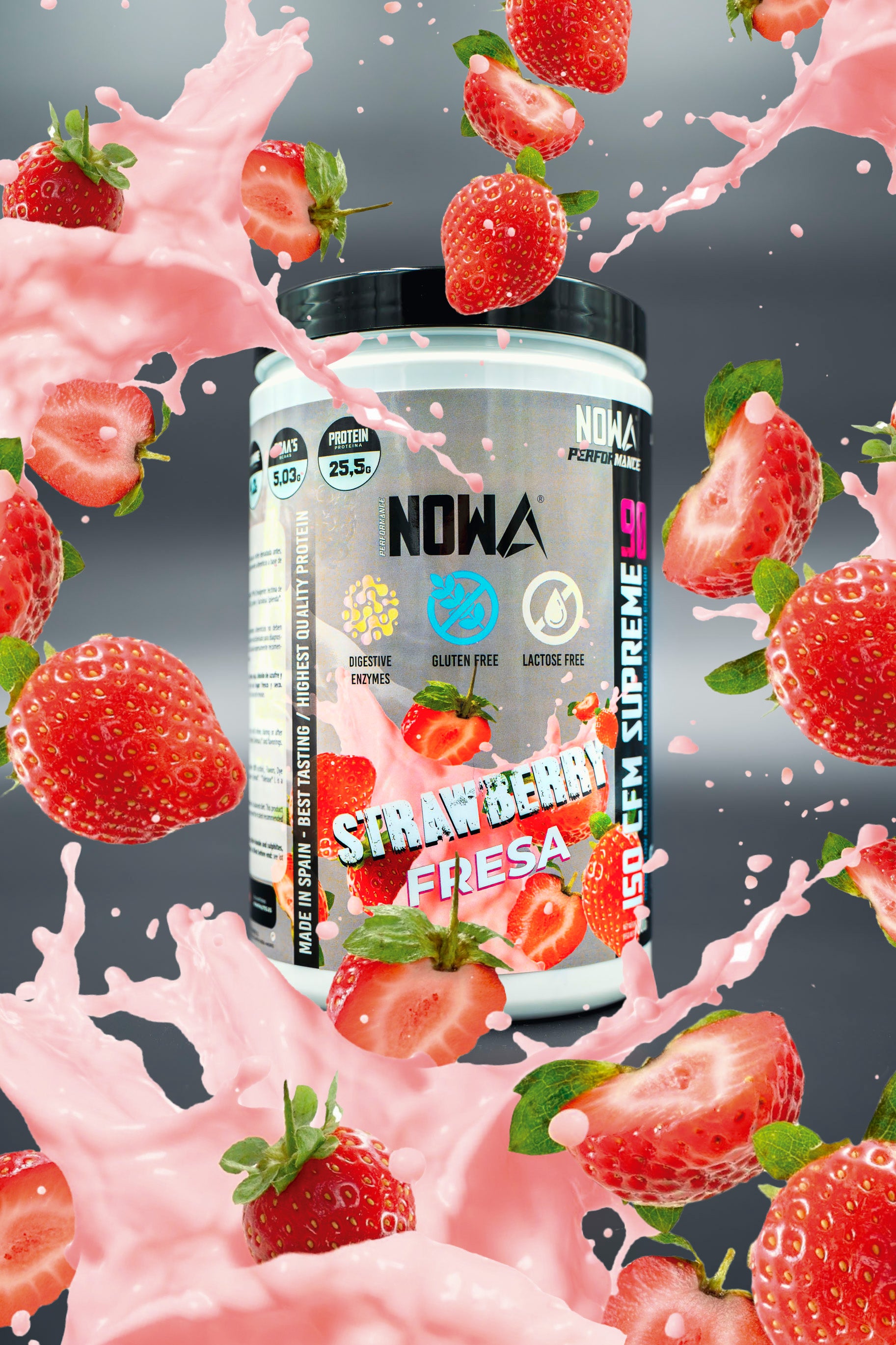 Protein 90% CFM ISO SUPREME - BCAAs / Glutamine / Low Fat / Low Sugar 800g - Strawberry 