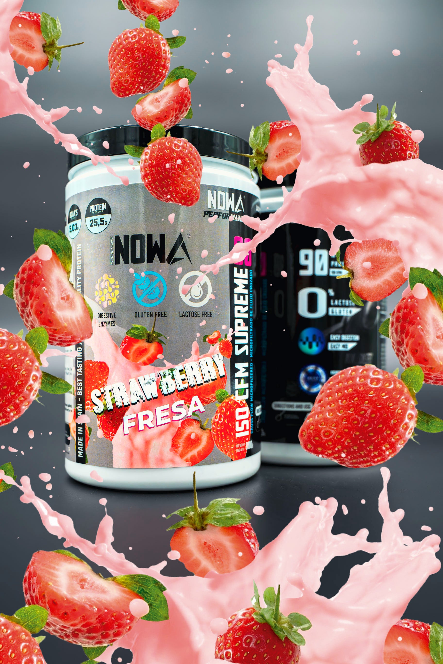 Protein 90% CFM ISO SUPREME - BCAAs / Glutamine / Low Fat / Low Sugar 1600g - Strawberry 