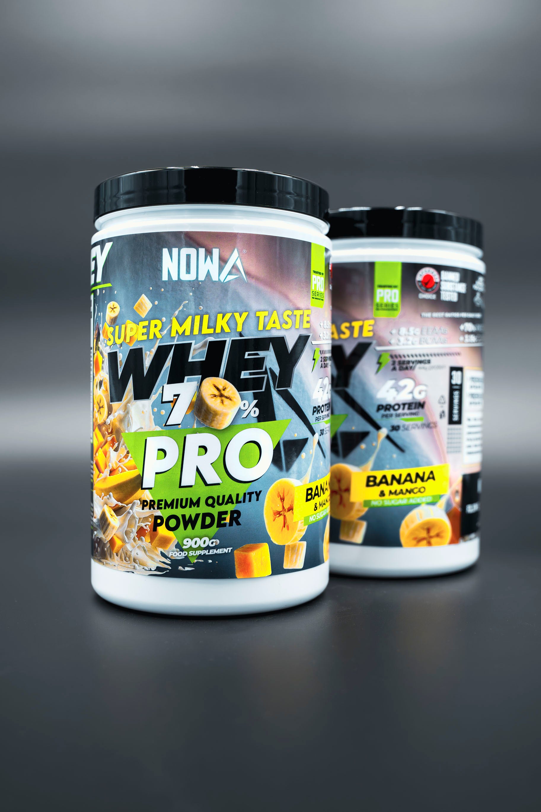 Whey Protein PRO with CARBOHYDRATES + EEAAs / BCAAs / Glutamine 1800g - Banana &amp; Mango