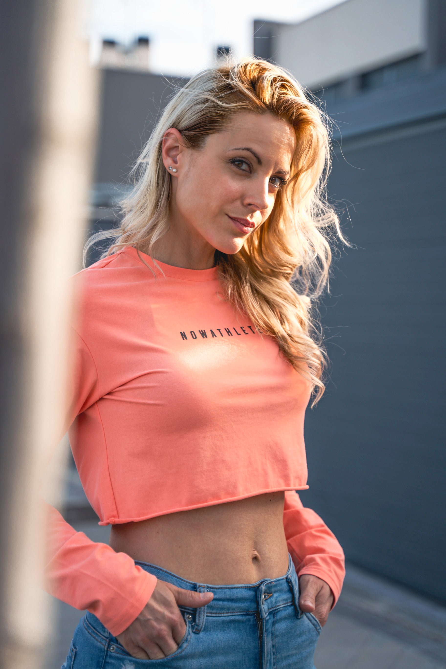 Breeze Crop Top LS - Peach