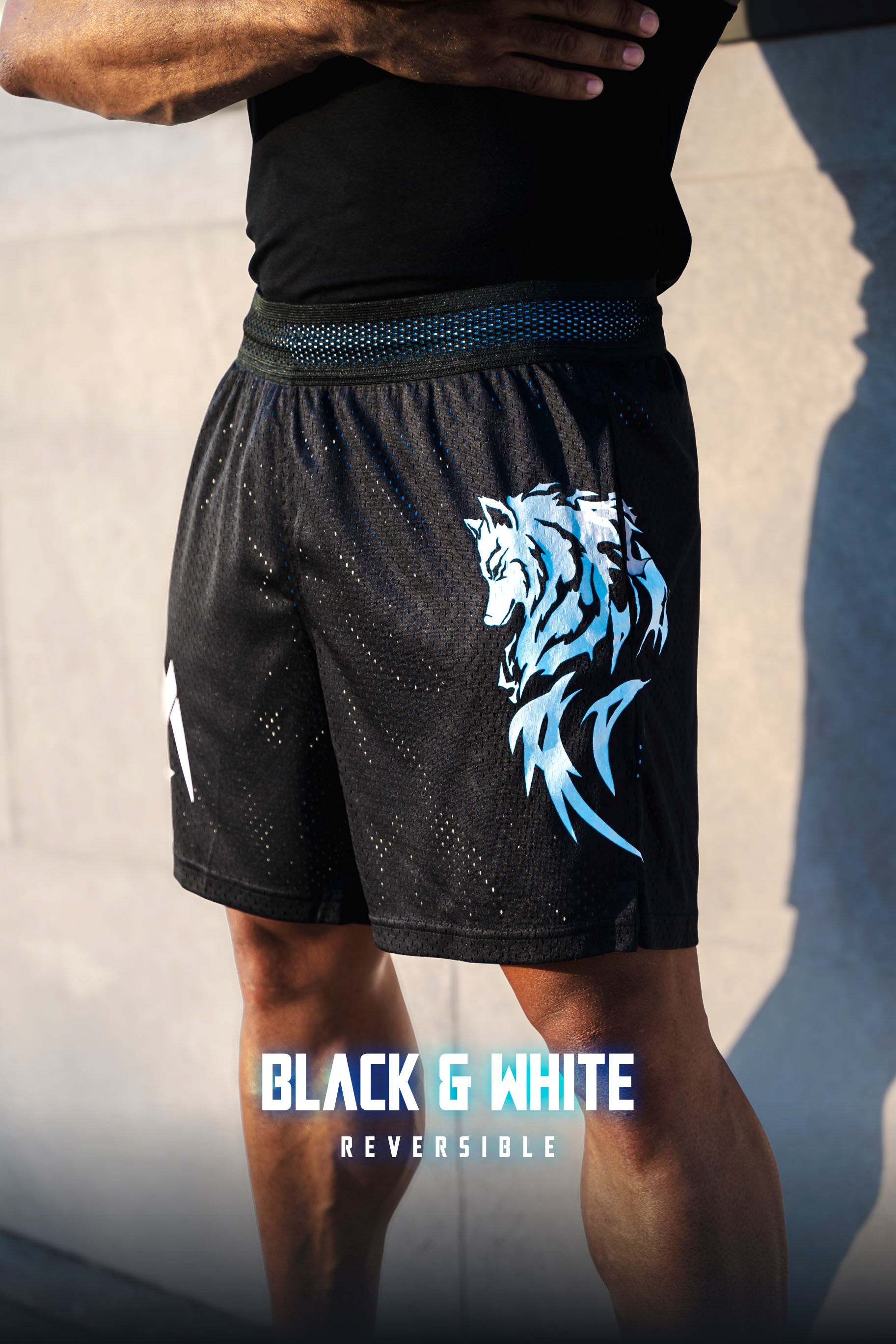 Wolf Reversible shorts 2in1 - Black/White