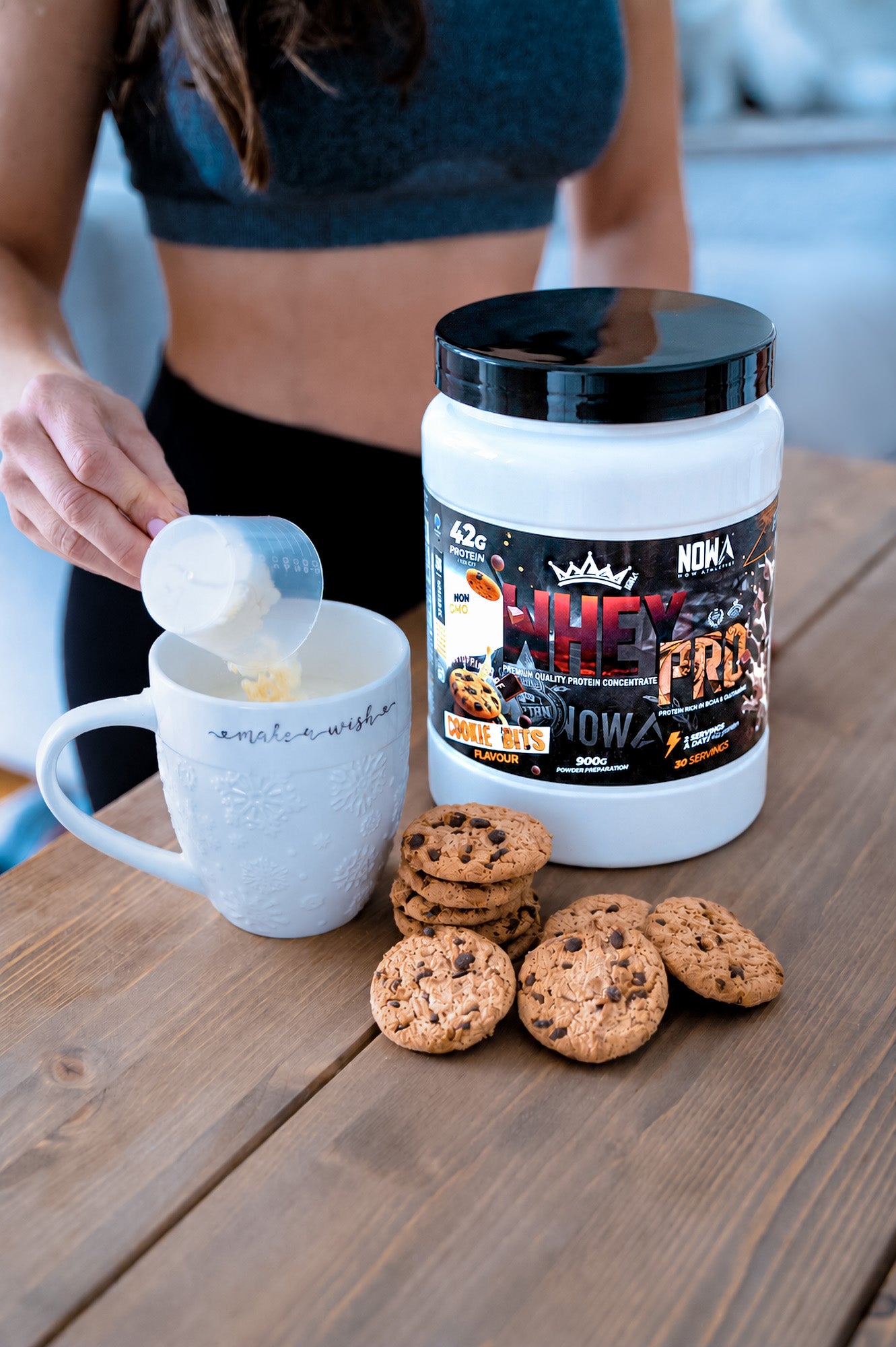 Proteina WHEY 100% PRO KING con BCAAs & Glutamina - Galleta con Chips de chocolate