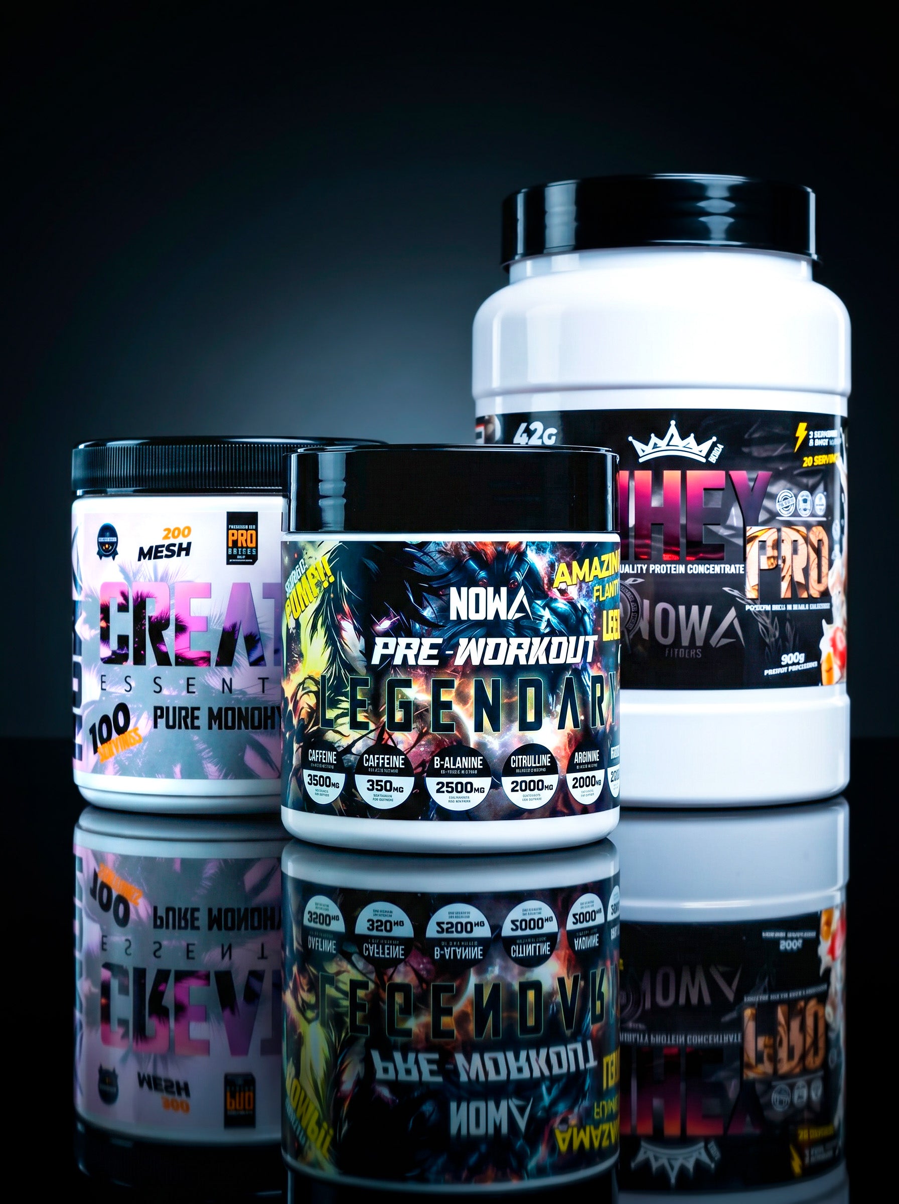 PACK PACK MUSCLE GAIN - Proteína 100% WHEY + Creatina + Pre Entreno