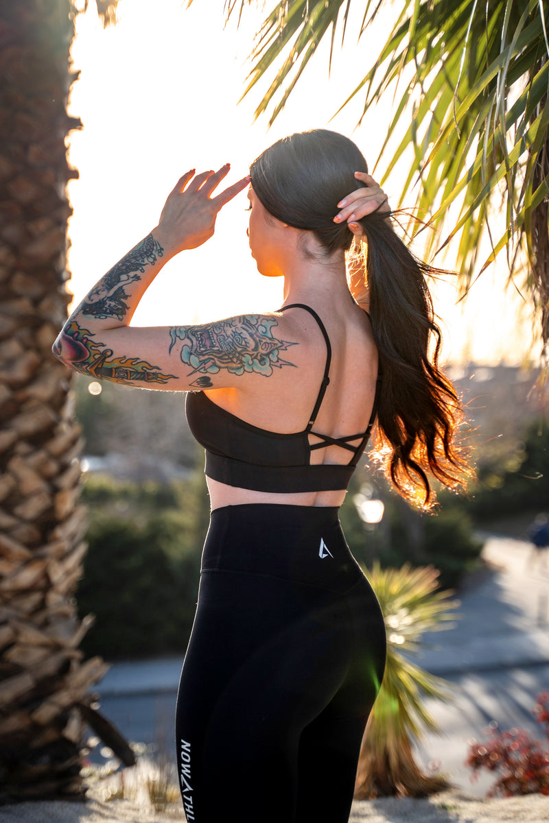 Trendsetter Women's Sports Bra Padded Workout Cardio Compression Bra Large  Black