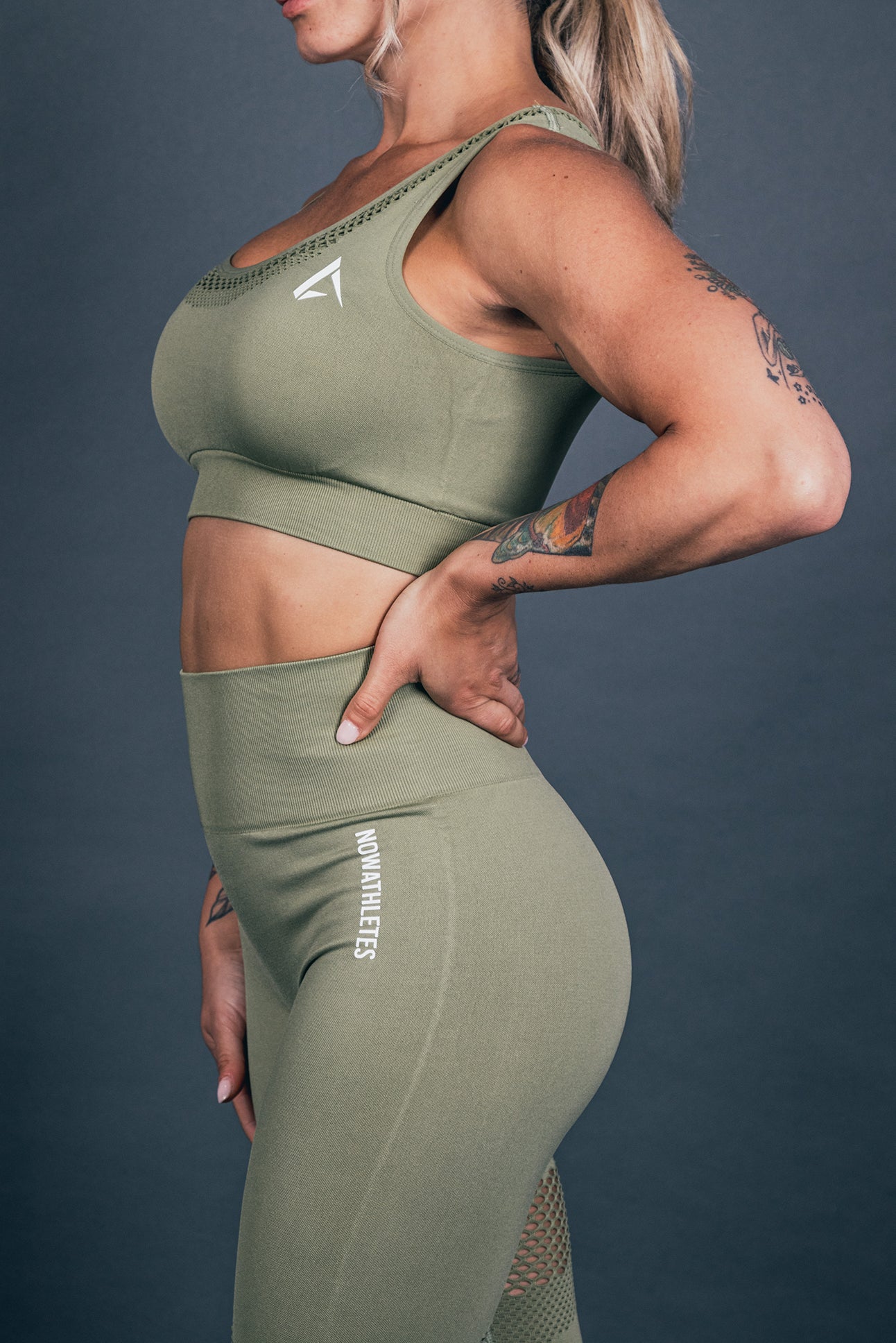 Wave Compression Sport Bra - Military Green